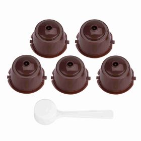 5Pcs Food Grade Pp   304 Stainless Steel Reusable Refillable Coffee Capsule Filter (Brown)