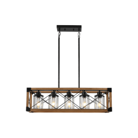 5 Lights Vintage Farmhouse Chandelier For Kitchen, Living Room, Dining Room Walnut - No Bulbs Unavailable Platforms- Temu