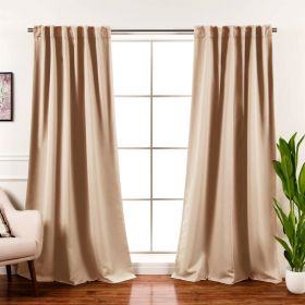 52 x 132 inch Solid Beige Cream Thermal Blackout Curtain Panels - Set of 2