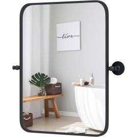 30 x 22 inch Bathroom Wall Mirror with Easy Tilt Pivot and Black Frame