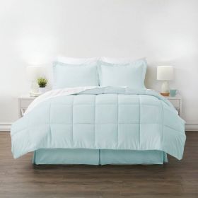 CAL King Microfiber 6-Piece Reversible Bed-in-a-Bag Comforter Set in Aqua Blue