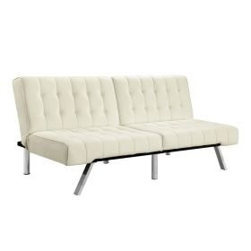 Splitback Multi-Position Futon Sofa Sleeper in Vanilla