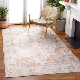 5 ft. x 8 ft. Traditional Persian Style Washable Boho Light Grey Red Area Rug