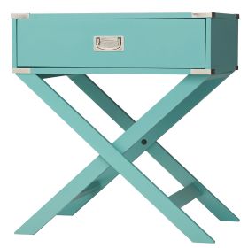 Marine Green Turquoise 1-Drawer Modern End Table Nightstand