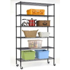 Heavy Duty 6-Shelf Adjustable Metal Shelving Rack with Casters