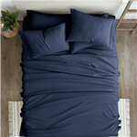 Queen Navy Blue 6-Piece Soft Wrinkle Resistant Microfiber/Polyester Sheet Set