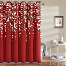 72-inch Red White and Flowers Vines Floral Shower Curtain