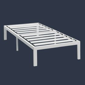 Twin XL Modern Heavy Duty Metal Platform Bed Frame in White