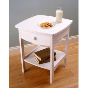 White Wood Contemporary 1-Drawer Bedside Table Nightstand