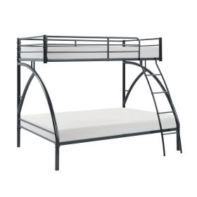 Black Metal Frame Twin/Full Bunk Bed, Youth Bed, Youth Bedroom Furniture, Easy Assembly