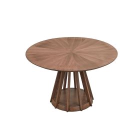 47.24 Inch Saving Place Table,Wooden Dining Table for 4 Persons,Modern Design Round Kitchen Table with Sturdy Pedestal for Living Room,Apartment