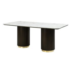 Clayten Engineered Marble Top & Espresso Finish Dining Table