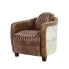 Brancaster Retro Brown Grain Leather & Aluminum Chair