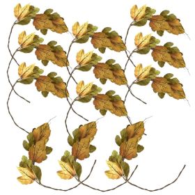 Set of 12, 49" Maple Leaf Spray Green & Mustard, Botanicals Decor for Harvest Festival Fall Festival & Thanksgiving Table Decorations