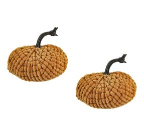 Set of 2, 6.5x6.5x6"H Chenille Weighted Pumpkin Gray, Pumpkin Ornament Decor for Holiday Harvest Festival Fall Festival & Thanksgiving