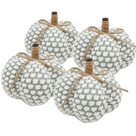 Set of 4, 6x6x5"H Knite Pumpkin, Pumpkin Ornament Decor for Holiday Harvest Festival Fall Festival & Thanksgiving