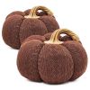 Set of 2, 8.3x8.3x5.3" Dark Brown Pumpkin, Pumpkin Ornament Decor for Holiday Harvest Festival Fall Festival & Thanksgiving