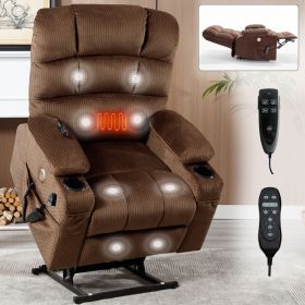 Brown Dual Motor Infinite Position Up to 350 LBS Chenille Power Lift Recliner Chair