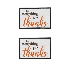 Set of 2, 16x10.5" Thanks Wall Sign, Wall Art Decor for Harvest Festival Fall Festival & Thanksgiving Table Decorations