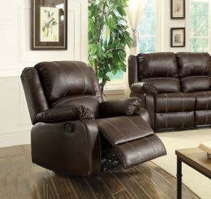 Zuriel Brown Synthetic Leather Motion Rocker Recliner