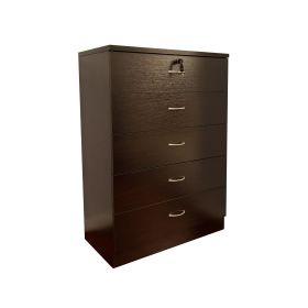 Five drawer chest Metal handles Locking Top drawer Metal Glide rails Red Cocoa Espresso Melamine Laminate