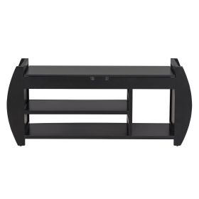 TREXM Retro Multifunctional Storage Bench with Cushion and Curved Side Panel for Entrance and Living Room (Black)