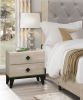 Modern Design Bedroom Furniture 1pc Cream and Black Finish 2 Drawers Beautiful Nightstands with Faux Marble Top