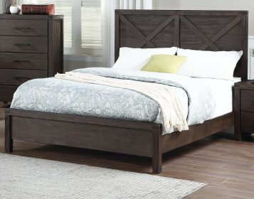 Rustic Contemporary Espresso 1pc Queen Size Bed Wooden X-Design HB Unique Look Bedroom Furniture