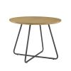 Modern Metal and Wood Curved X-Base Round Dining Table – English Ash