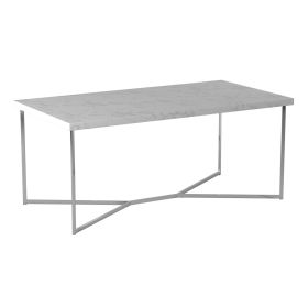 Modern Glam Metal and Faux Marble Coffee Table - Faux White Marble/Chrome