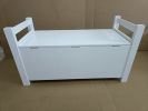 Kids Toy Box Chest, White Rubber Wood Toy Box for Boys Girls, Large Storage Cabinet with Flip-Top Lid/Safety Hinge