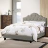 Majestic Arch 1pc Full Size Bed Adjustable HB Grey Polyfiber Tufted Upholstered Wooden Bedframe Bedroom Furniture