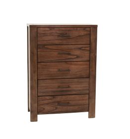 Oak Finish 1pc Chest Of Drawers Wooden Texture 5x Drawers Storage Bedroom Furniture