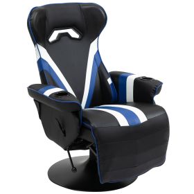 Vinsetto Gaming Chair, Racing Style Computer Recliner with Lumbar Support, Footrest and Cup Holder, Black/White/Blue