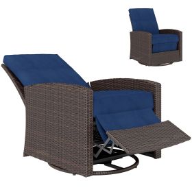 Outsunny Outdoor Wicker Swivel Recliner Chair, Reclining Backrest, Lifting Footrest, 360° Rotating Basic, Water Resistant Cushions for Patio