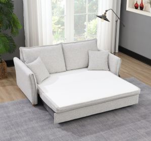 Oren Gray Chenille Sleeper Sectional Sofa w/ Storage & 2 Toss Pillows