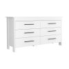 Double Dresser, Four Legs, 6 Drawer, Superior Top, White