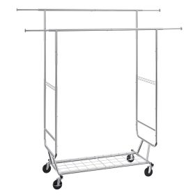 VEVOR Heavy Duty Clothes Rack, Double Hanging Rod Clothing Garment Rack for Hanging Clothes