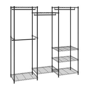 VEVOR Heavy Duty Clothes Rack, Rolling Clothing Garment Rack with 4 Hang Rods & 8 Storage Tiers, Adjustable Custom Closet Rack