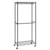 VEVOR Heavy Duty Clothes Rack, Double Hanging Rods Clothing Garment Rack with Bottom and Top Storage Tier, Rolling Clothing Rack for Hanging Clothes