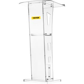 VEVOR Acrylic Podium 45" Tall Plexiglass Podium 26.8"x15" Table Acrylic Pulpits for Churches with 8 mm Thick Acrylic Board Acrylic Podiums and Lectern