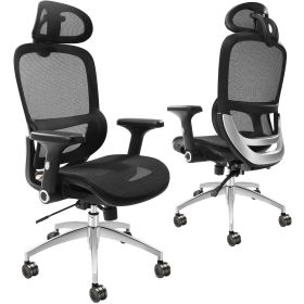 VEVOR Ergonomic Office Chair, Desk Chair with Mesh Seat, Angle and Height Adjustable Home Office Chair with Back, Lumbar and Head Support