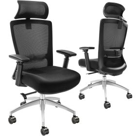 VEVOR Ergonomic Office Chair with Slide Seat, Desk Chair with Mesh Seat, Angle and Height Adjustable Home Office Chair with Back and Lumbar Support