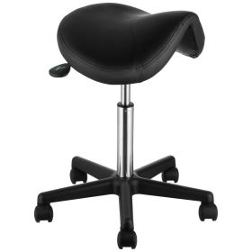 VEVOR Saddle Stool with Wheels, 400 LBS Weight Capacity, Height Adjustable Thickened PU Leather Swivel Saddle Stool Chair for Salon, Spa, Tattoo