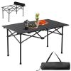 Portable Folding Camping Table, Ultralight Collapsible Table Outdoor Camp Table for Travel Hiking Backyard BBQ Party, 37x20 in, Black