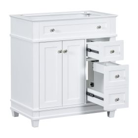 30" Bathroom Vanity Cabinet without Sink, Free Standing Vanity with 2 Drawers& Soft Closing Doors, Solid Wood Frame Bathroom Cabinet