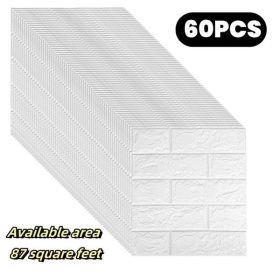 60 PCS 3D brick wall stickers 15 * 13 inches, can cover 87FT ², self-adhesive, suitable for living room, bedroom, dormitory, kitchen wall decoration