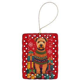 Lakeland Terrier Holiday Christmas Porcelain Ornament Christmas Tree Hanging Decorations for Home Christmas Holiday, Rectangle, Gift, Multicolor