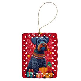 Kerry Blue Terrier Holiday Christmas Porcelain Ornament Christmas Tree Hanging Decorations for Home Christmas Holiday, Rectangle, Gift, Multicolor