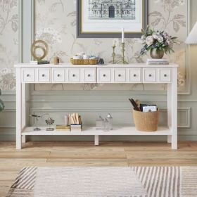 [Replace code:71522742]Long Console Table Entryway Table with Different Size Drawers and Bottom Shelf